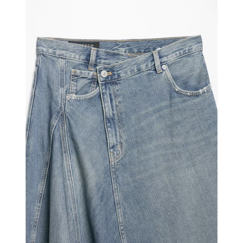 Jupe en jean asymétrique pour femme, nouvelle collection printemps, décontractée, taille mi-haute, avec poches, jupes en dentelle pour femme, jupes chic et tendance pour femme