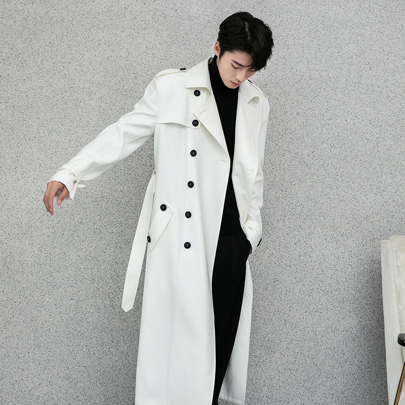 Veste longue pour hommes, Trench-Coat d'automne, intelligent, décontracté, Style britannique, Double boutonnage, luxe, col rabattu, vêtements d'extérieur