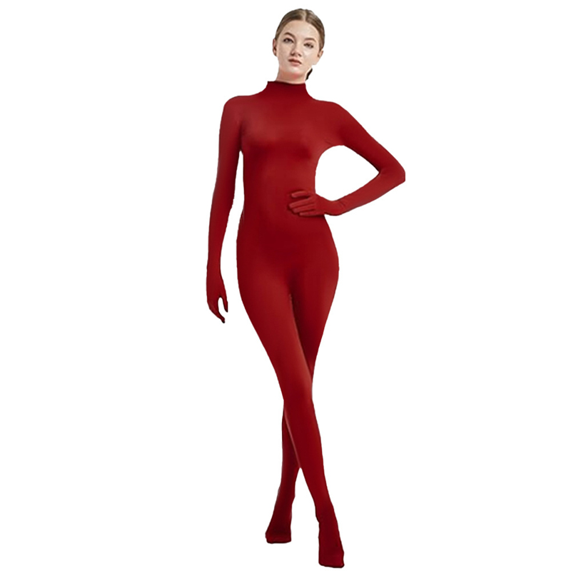 Combinaison intégrale pour femme, couleur nude, coupe ajustée, sans couture, col montant, manches 3/4, justaucorps pour la danse, le yoga, les costumes, les jeux de rôle, les vêtements de scène