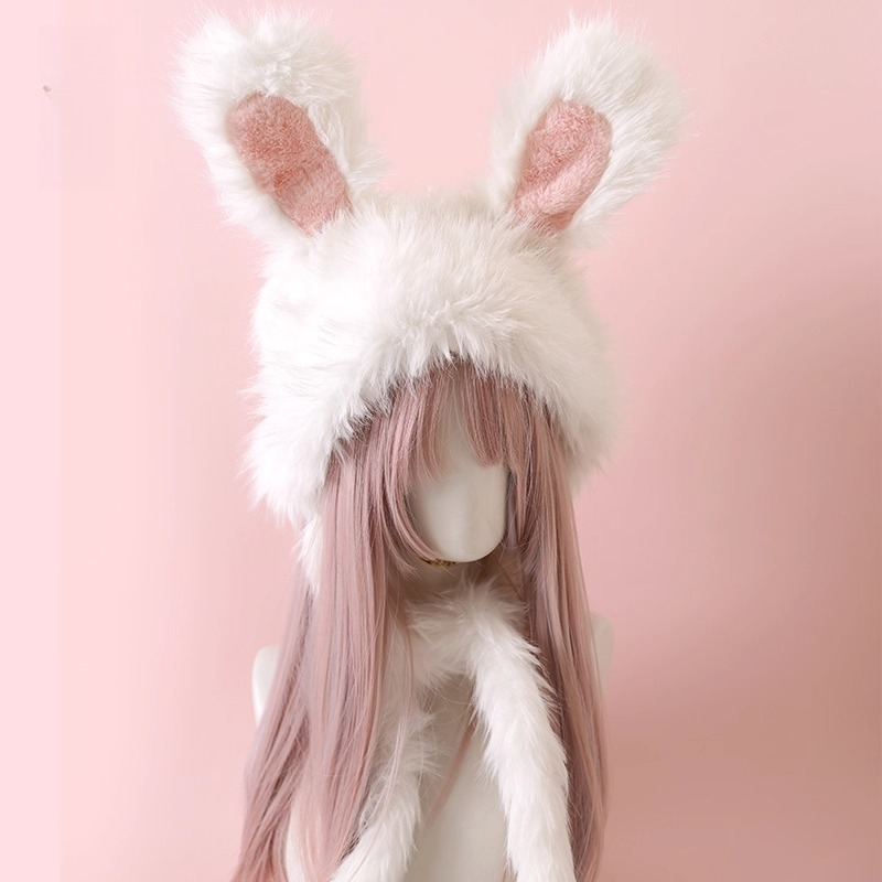 Baotou Original en forme d'oreille douce, chapeau japonais mignon Lei Feng, sous-culture oreilles de lapin, chapeau chaud en peluche