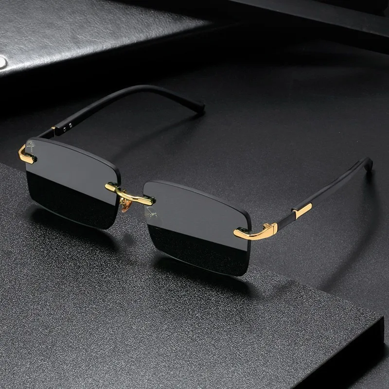 Lunettes de soleil rétro pour hommes et femmes, marque de styliste, mode, sans bords, verres de coupe, sans cadre