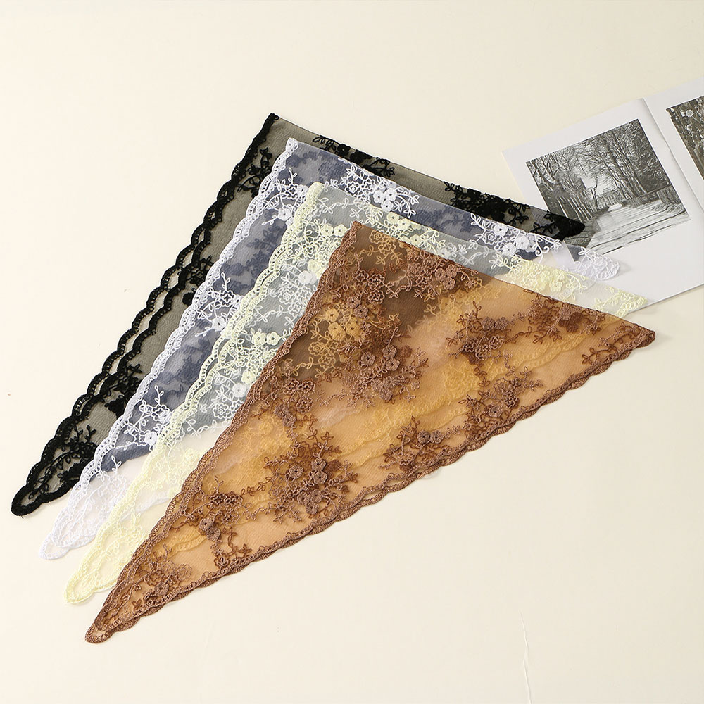 Foulard ajouré en dentelle brodé, fin, rétro, triangulaire, vintage, élégant pour filles