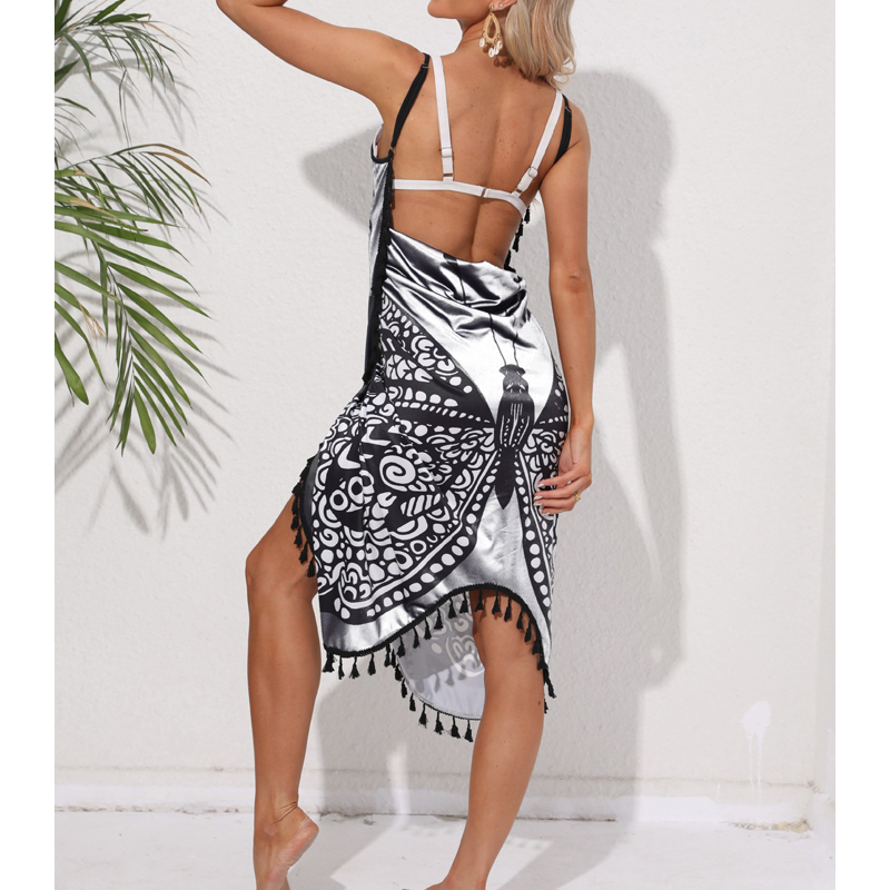 Femmes Bikini Sexy papillon imprimé couvrir maillots de bain femmes robe d'été tunique bain Sarong jupe portefeuille maillot de bain élégant maillots de bain