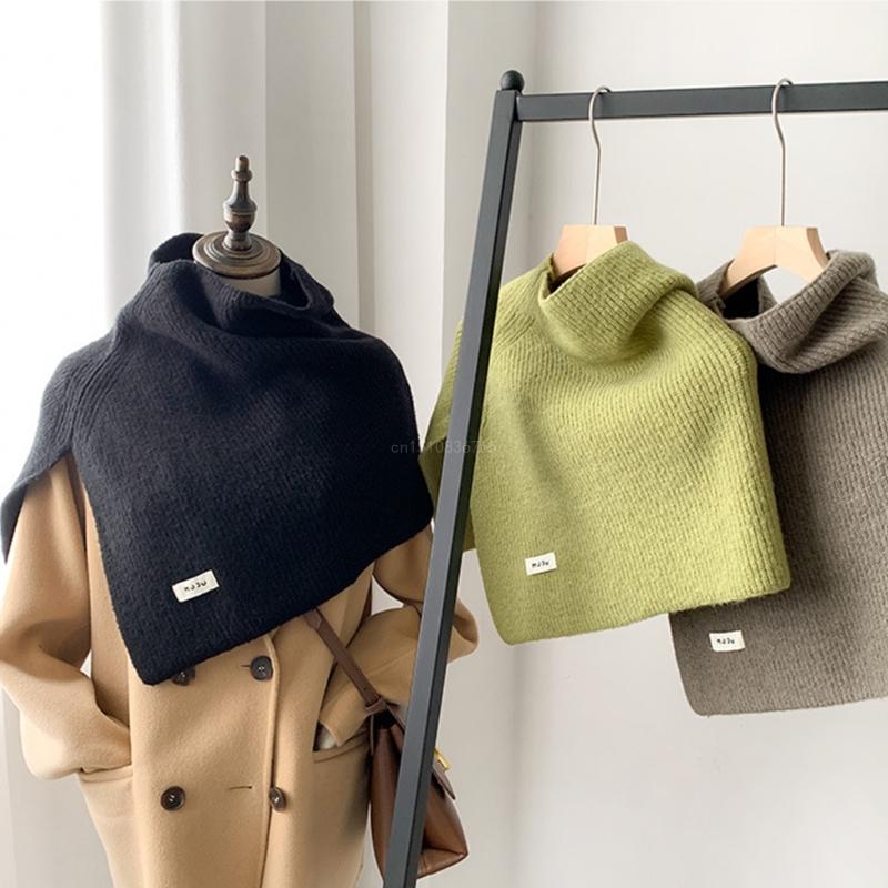 Châle en fausse laine pour l'extérieur, écharpe tricotée à col roulé, Ponchos Capelet X4YC