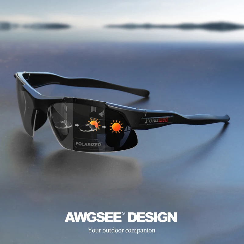Lunettes de sport polarisées semi-jante pour hommes, monture durable mate et lentilles revêtues HD pour golf/pêche/voyage/usage quotidien