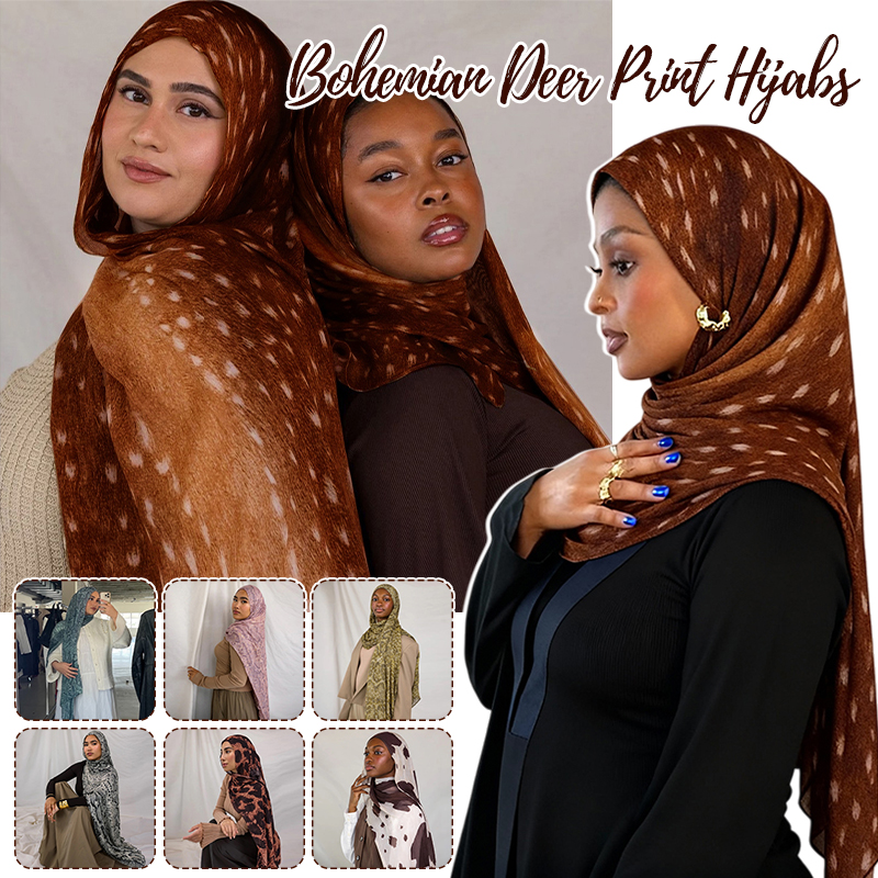Hijabs bohème imprimé cerf pour femmes, châle aquarelle, doux, musulman, foulard en coton Modal, Ramanda, cadeau du nouvel an 2026