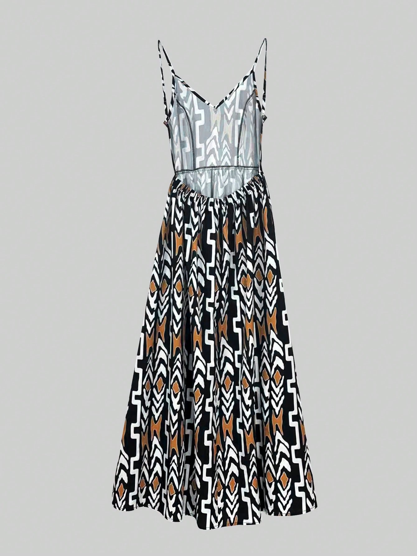 Robe longue maxi sans manches à col en V et dos nu, imprimé africain pour femmes, taille haute, coupe A-line, tenue élégante pour l'été et les fêtes sur la plage.