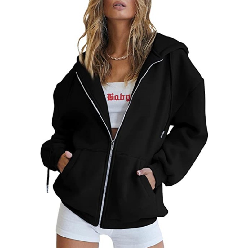 Sweat à capuche à fermeture éclair pour femmes, nouveau sweat-shirt décontracté, Style fermeture éclair, veste à capuche pour femmes, sweat-shirt décontracté avec cordon de serrage et poche
