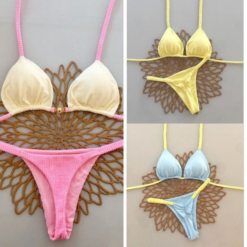 Maillots de bain sexy pour femmes, ensemble bikini brésilien string, bikinis tendance 2026, push-up, biquini uni, maillot de bain d'été pour la plage