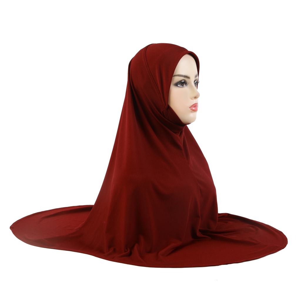 H305 plaine XL taille hijab musulman avec partie de menton qualité supérieure taille supplémentaire amira tirer sur écharpe islamique vente chaude foulard