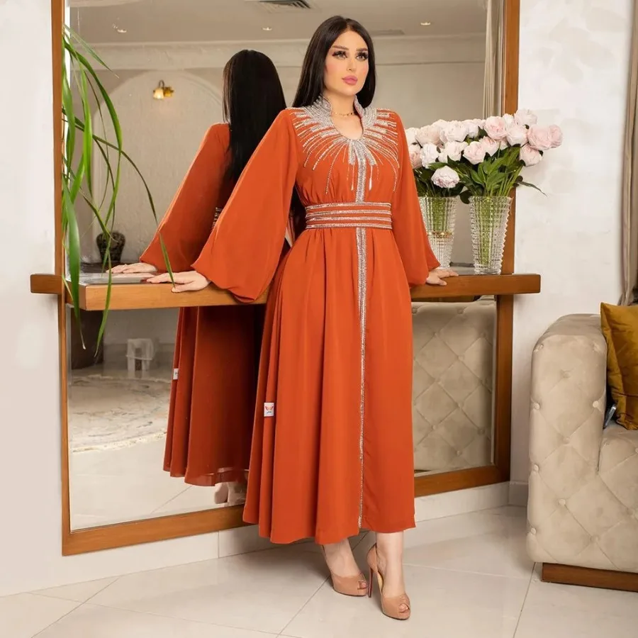 Abaya de luxe personnalisé diamants musulmans femmes élégantes robes Caftan marocain dubaï caftan robe soirée Eid Mubarak Jalabi
