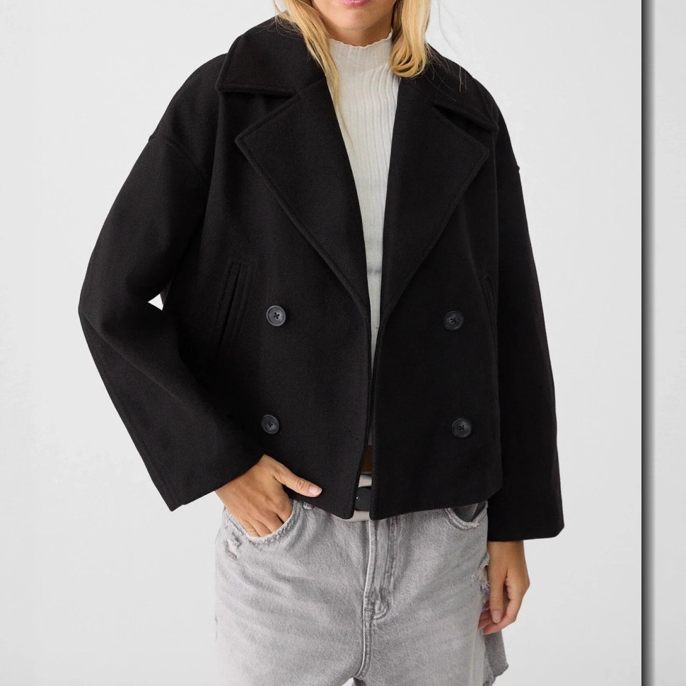 Manteau en laine pour femme, hiver, épais, chaud, manches longues, col à revers, veste courte, vêtements d'extérieur