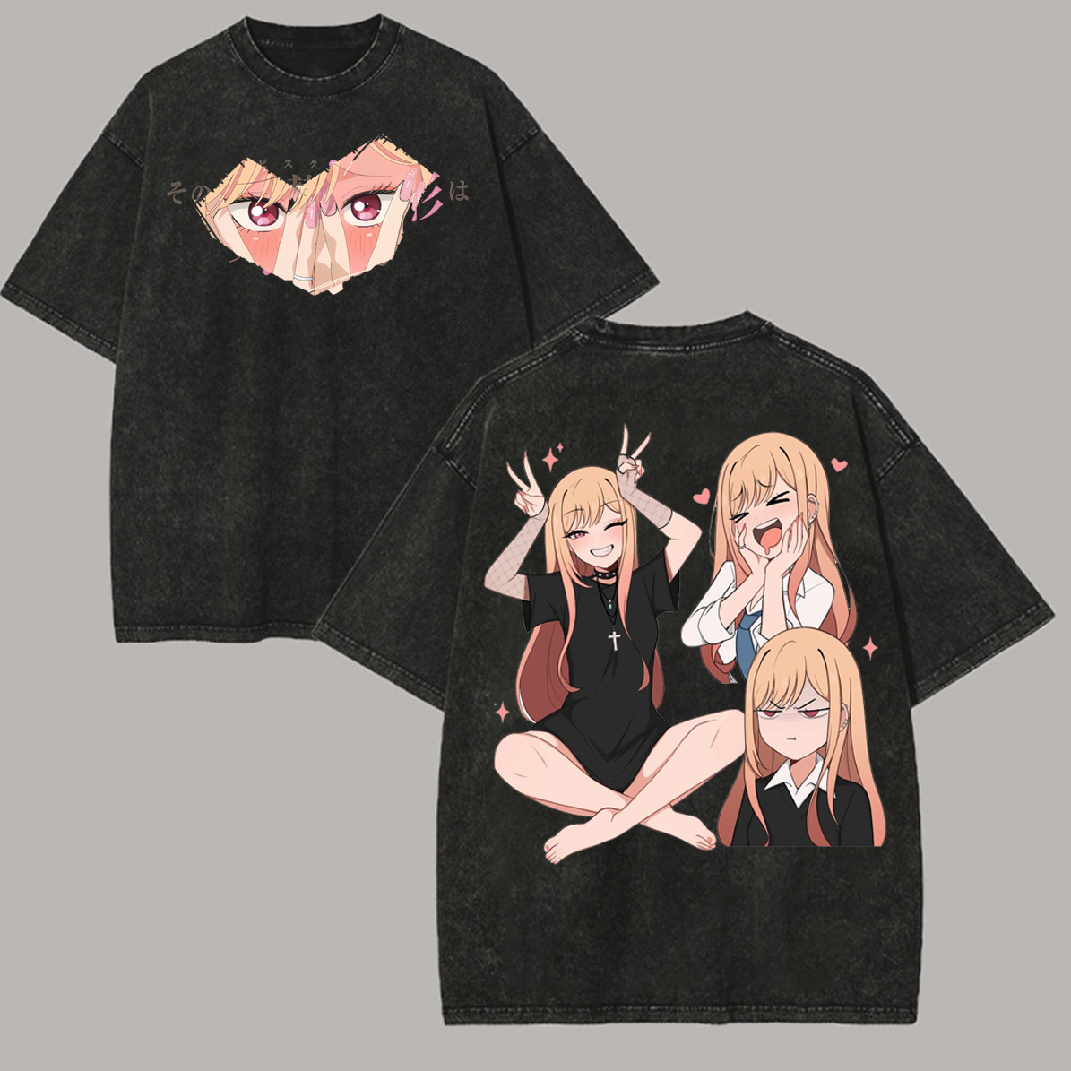 T-shirt délavé Anime My Dress-Up Darling Kitagawa Marin, vêtements pour hommes, t-shirt surdimensionné à manches courtes en coton, t-shirts de dessin animé