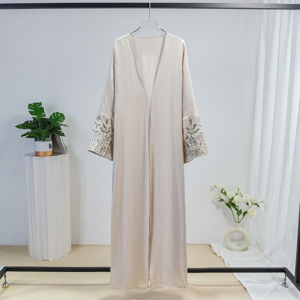 Abaya brodée musulmane, robe kaftan ample, robe traditionnelle islamique à manches longues, collection Printemps 2025