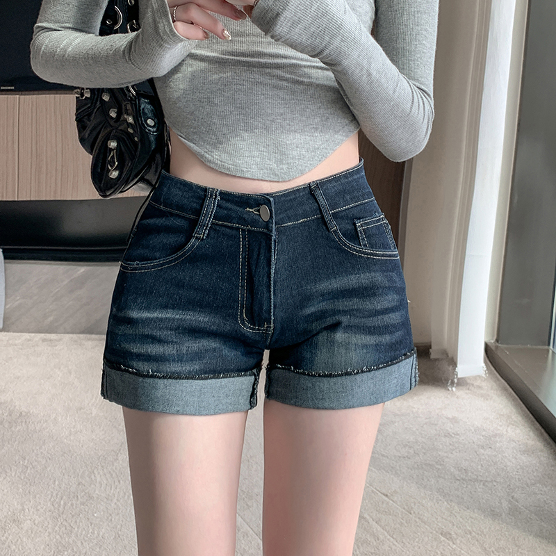 Short en jean bleu profond pour femme, streetwear délavé, mode Harajuku, rue haute des années 2000, vêtements rétro des années 90, Y2K