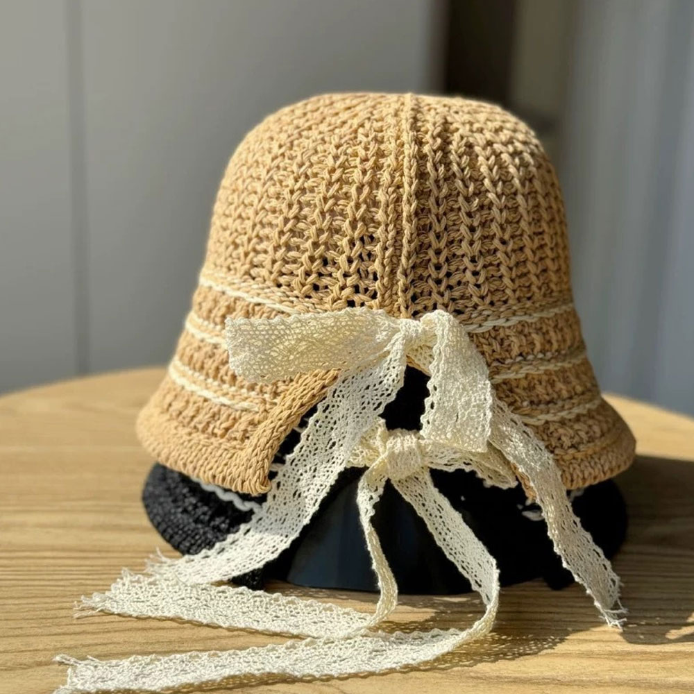 Chapeau de paille tressé pour femme, chapeau de soleil d'été pour la plage et les voyages, chapeau de pêcheur pour les vacances, chapeau de soleil ajouré respirant facile à ranger