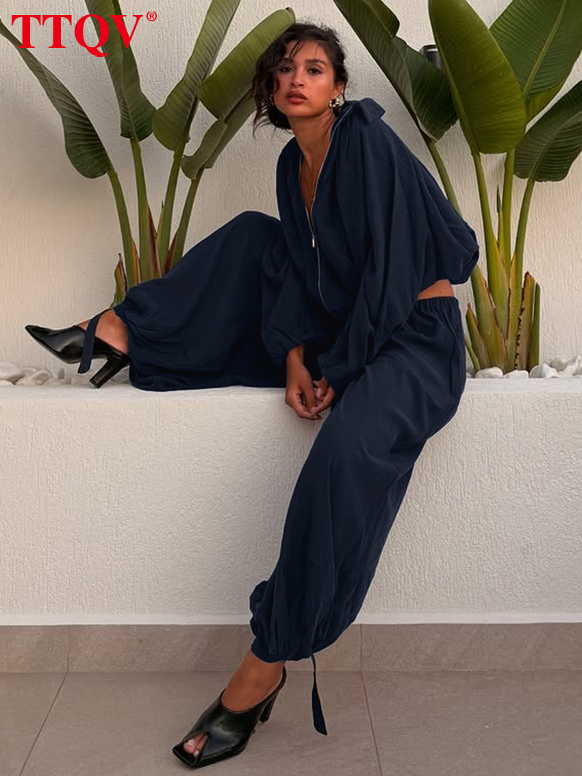 Clacive mode ample noir femmes deux pièces ensemble élégant chemise à manches longues avec taille haute pantalon large ensemble vêtements féminins