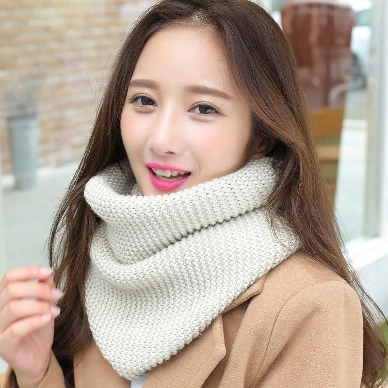 Écharpe en tricot épais de couleur unie pour femmes automne hiver Style coréen écharpe de cou chaude