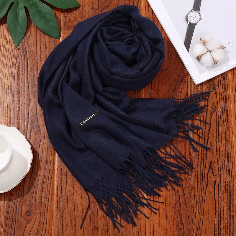 Mode coton foulards femme 200-35 cm Galling couleur Pure épaissi longue écharpe frangée Cape frangée Cape enveloppes