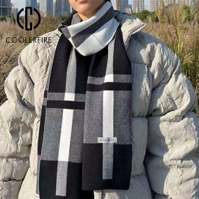 Écharpe d'hiver pour homme, chaude et décontractée, de marque, en tricot, patchwork, laine et cachemire, châle, AC2228