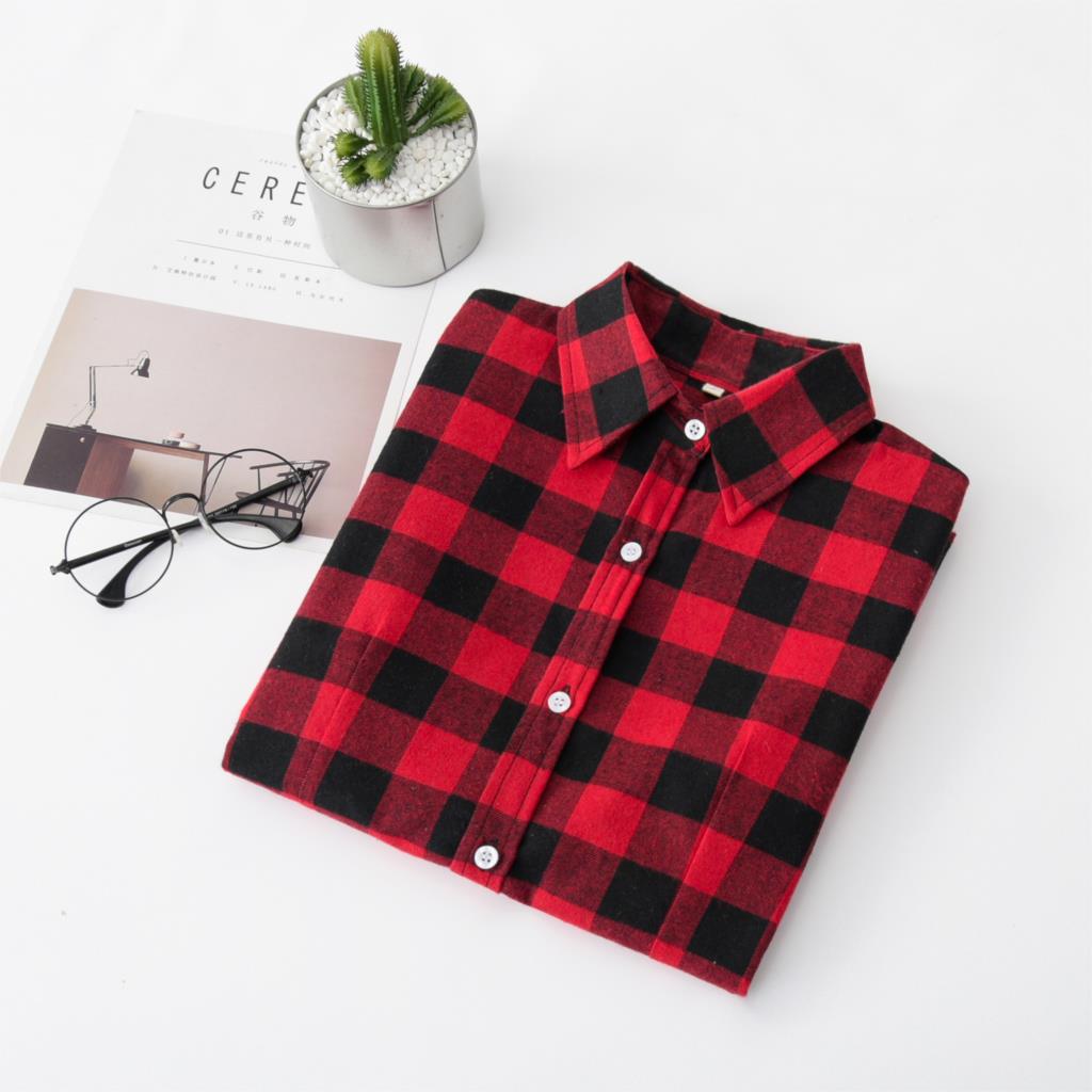 Chemise à carreaux à manches longues pour femmes, haut slim, chemisier en coton, automne et hiver, 2023, 600