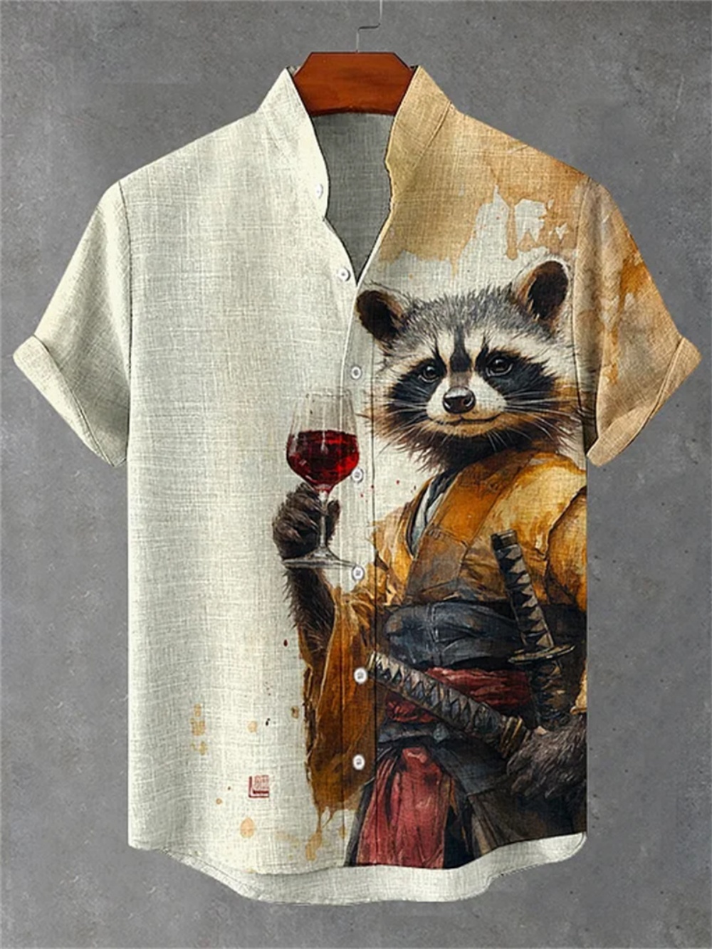 Chemise rétro en lin pour hommes, Kimono imprimé chat noir samouraï, manches courtes, vêtements respirants pour fêtes sociales, nouveau Style 2025