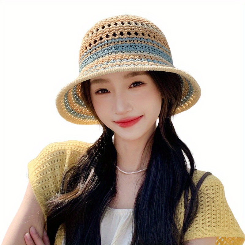 Chapeaux de plage pour femmes, chapeau en tricot bohème, Bonnet d'été en macramé tissé à la main, chapeaux d'été pour femmes