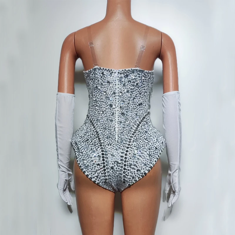Tenue de Festival de chanteur pour femmes, Bar, discothèque, Dj Ds Gogo, vêtements de pôle danse, argent rouge, strass complets, chapeau de body