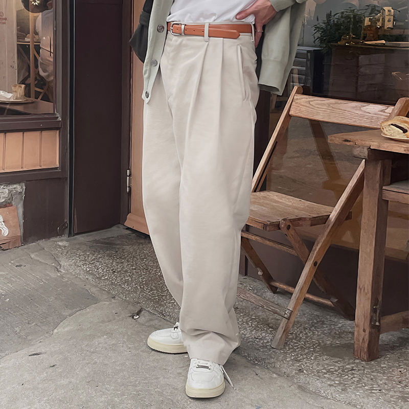 FjStreetwear plissé pour homme, pantalon droit, vintage, résistant, boutonné, à la mode, printemps, 2025