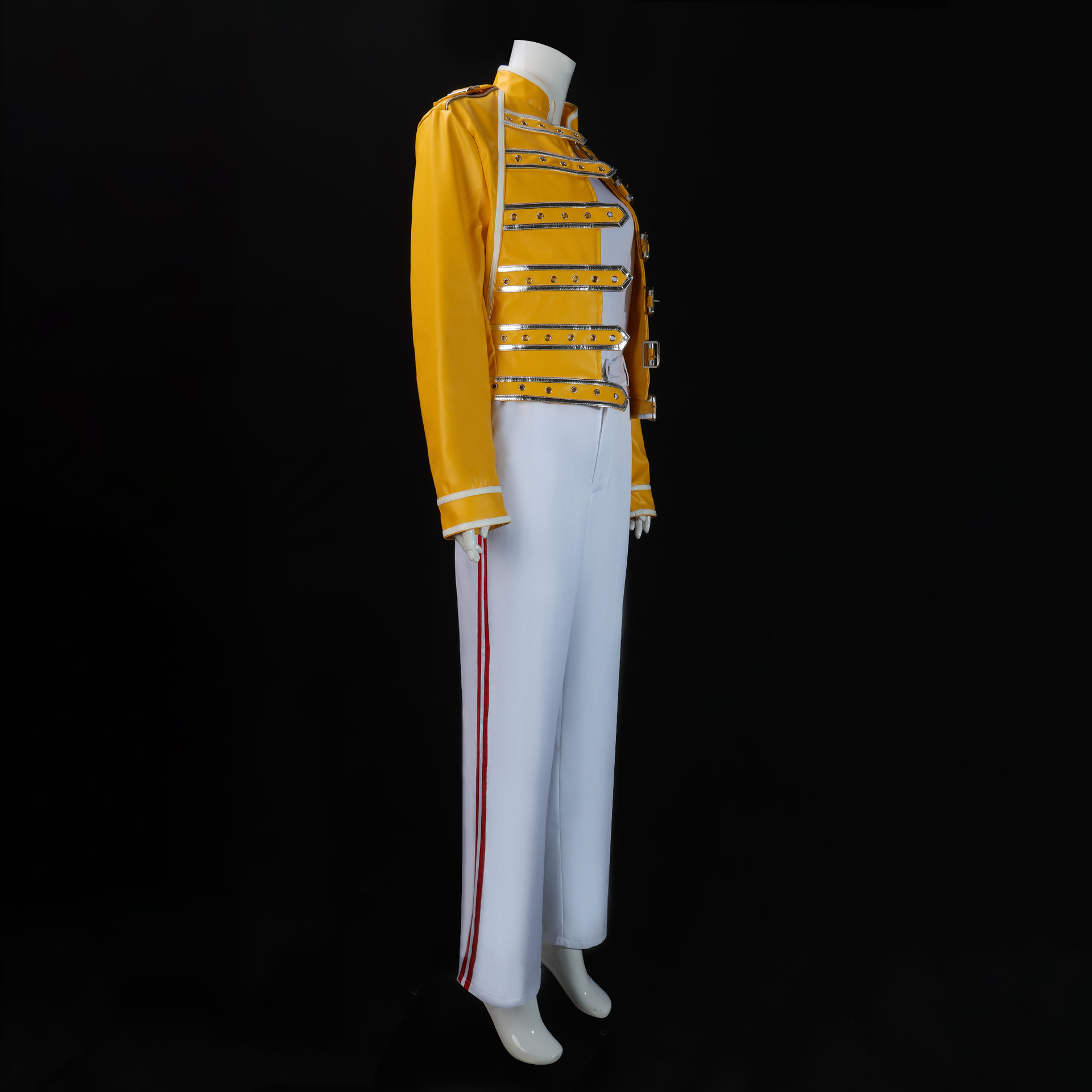 Tenue de groupe des années 80 pour hommes, Costume Rock, veste en cuir jaune, Costume de chanteur pour Halloween, carnaval, tenues de Cosplay pour fête