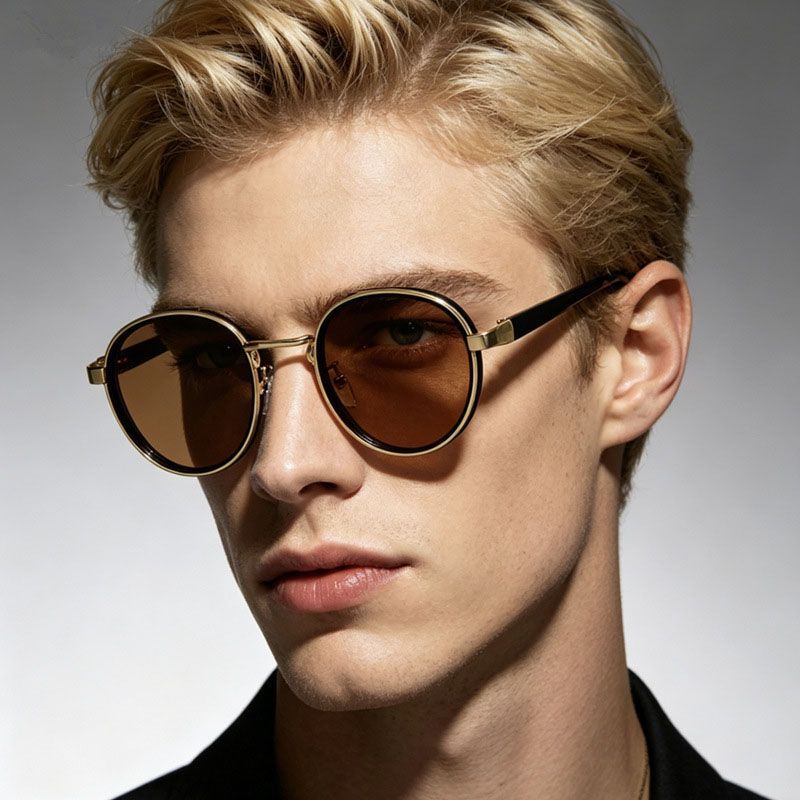 Lunettes de soleil ovales rétro pour hommes, monture en métal, protection UV tendance, accessoires solaires polyvalents