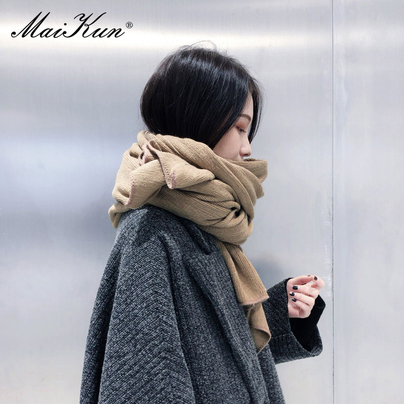 Maikun épais chaud écharpe pour femmes couleur Pure dames Imitation cachemire noir écharpe femme hiver pour augmenter châle
