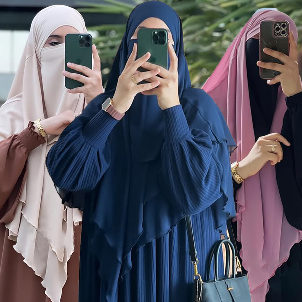 Foulard en mousseline de soie Hijab instantané Double couche de qualité supérieure, châle respirant pour femmes musulmanes, Hijab en mousseline de soie respirant malaisien