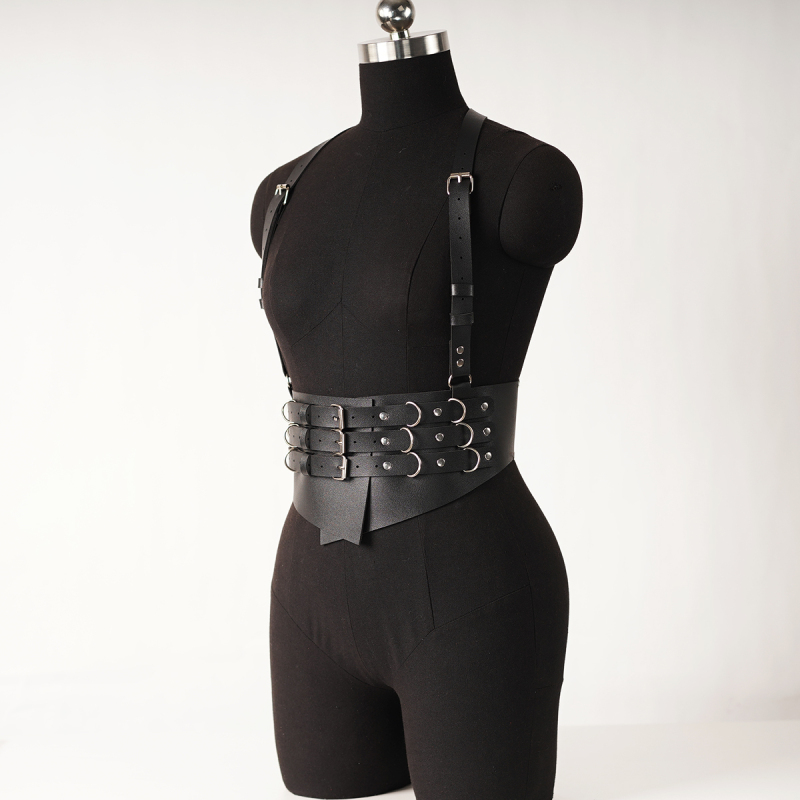 Ceinture large en cuir PU pour femmes, gilet Punk, sangle de taille, cordon de serrage, vêtements de fête de vacances