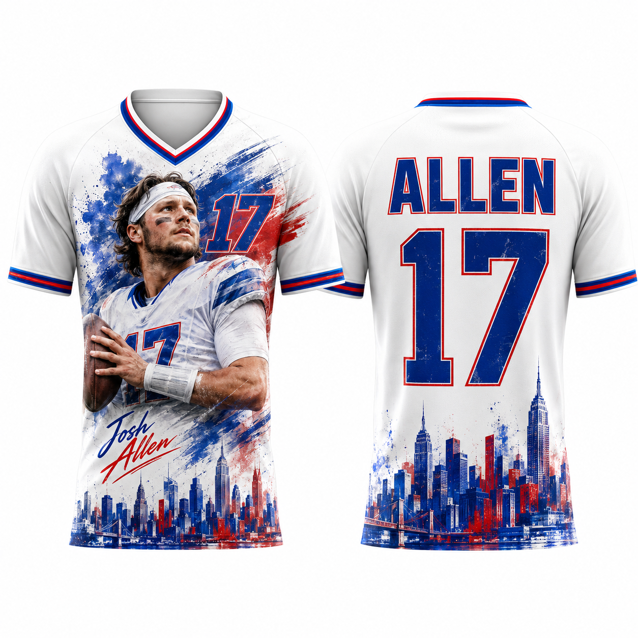 2026 Josh Allen #   17 maillots de rugby, chemises de football américain, t-shirts de sport d'été à séchage rapide pour hommes, vêtements pour enfants et femmes ﻿