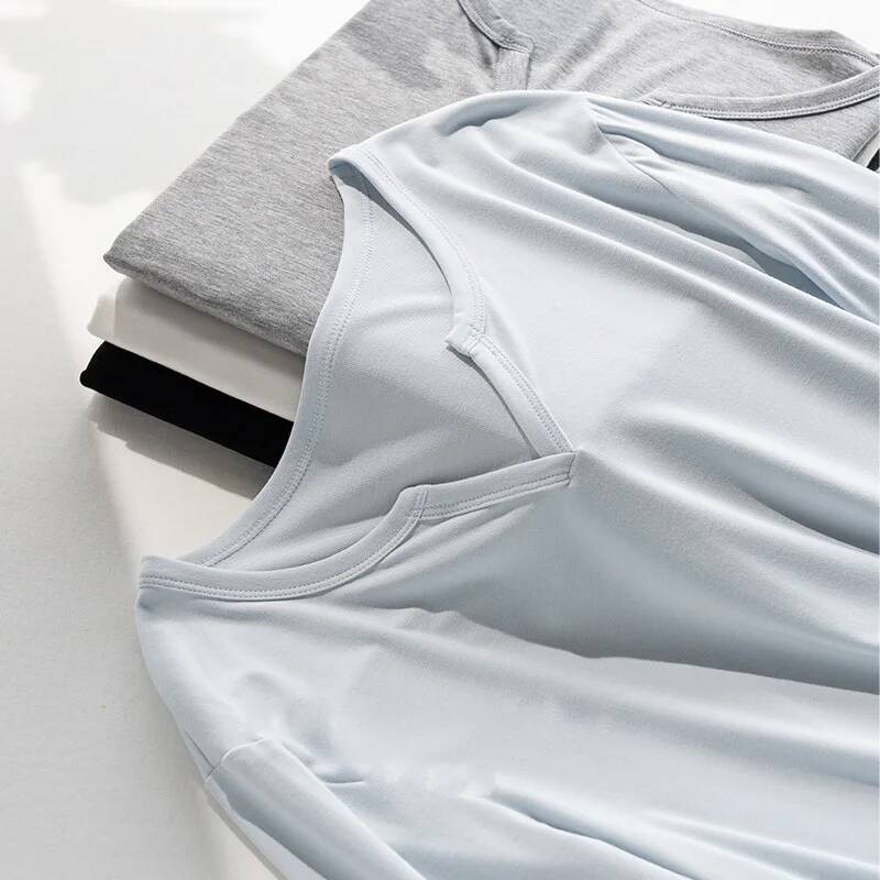 T-shirt 6% soie pour femmes, col en v, manches longues, doux, basique, confortable, couleur unie, printemps
