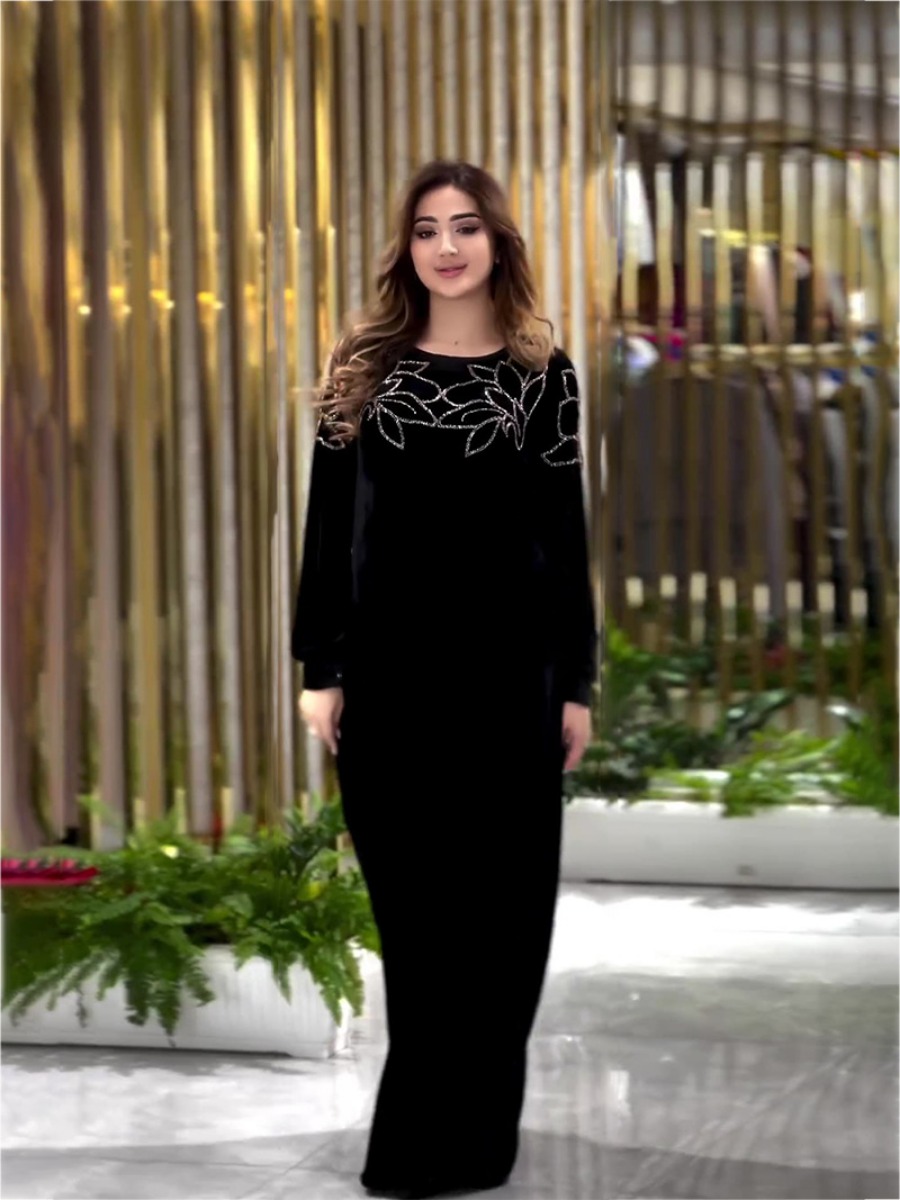 Eid Robe de soirée musulmane pour femmes Abaya printemps velours diamant robes Ramadan ceinture robes Largos dubaï Robe Jalabiya 2024