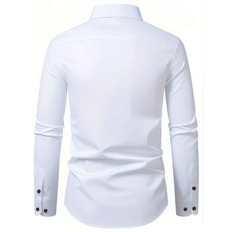 FGKKS hommes chemise blanche mode tout nouveau Patchwork à manches longues intelligent décontracté élastique quatre saisons homme chemise d'affaires