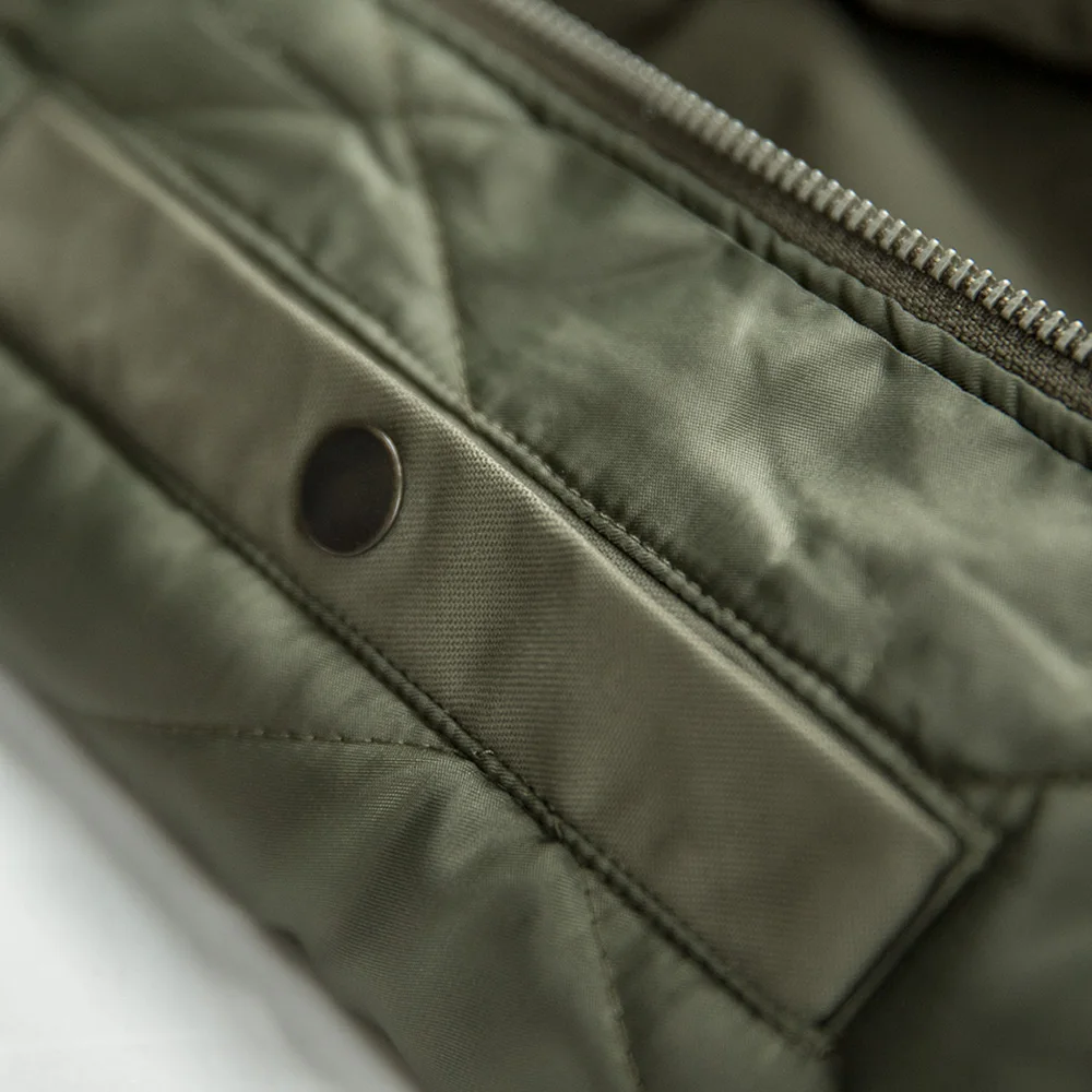 Maden hommes Vintage B-15 Bomber veste vert kaki fausse fourrure de lapin col épais rembourré manteau d'hiver chaud coupe-vent fermeture éclair Parka