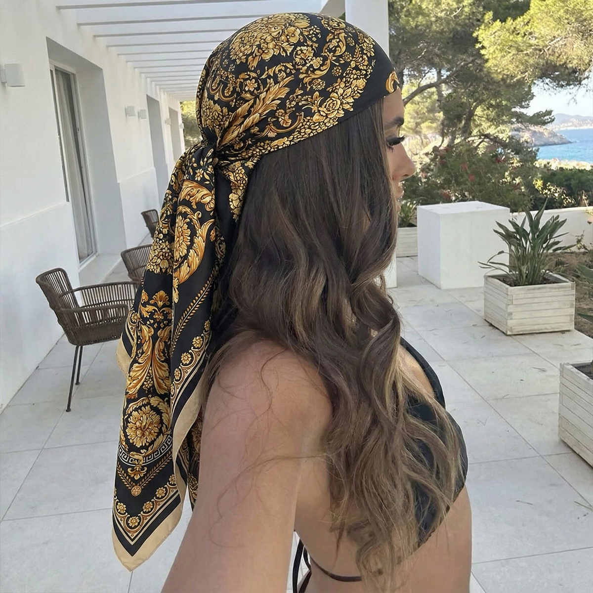 Foulard carré en satin de soie pour femme, 90 cm, printemps-été, écharpe, bandana de plage, bandeau pour cheveux