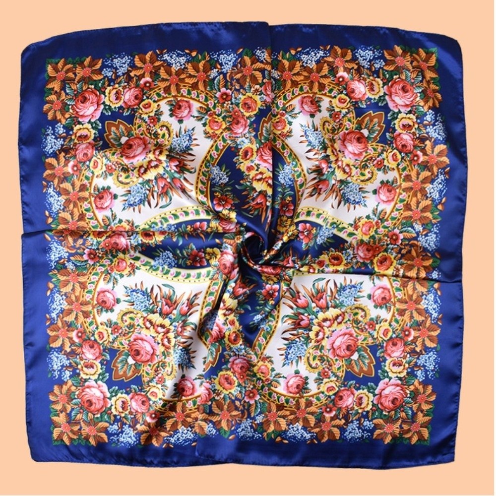 Écharpes en soie imitation 90x90cm, imprimé floral, toucher soyeux, écharpes carrées imprimées, multifonctionnelles, fines, respirantes, écharpes pour le cou