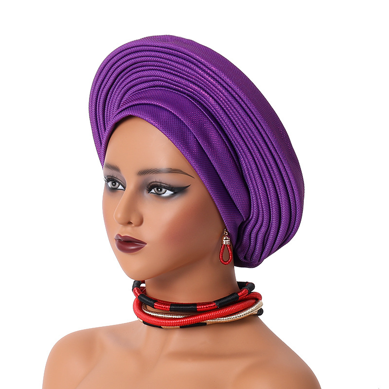 Cravate de Sauna Africaine NigWin Aso Oke pour Femme, Hijab, Tête Ronde Turban, Chemo Caps Gele Femme, Écharpe de Haute Qualité pour ixde Mariage