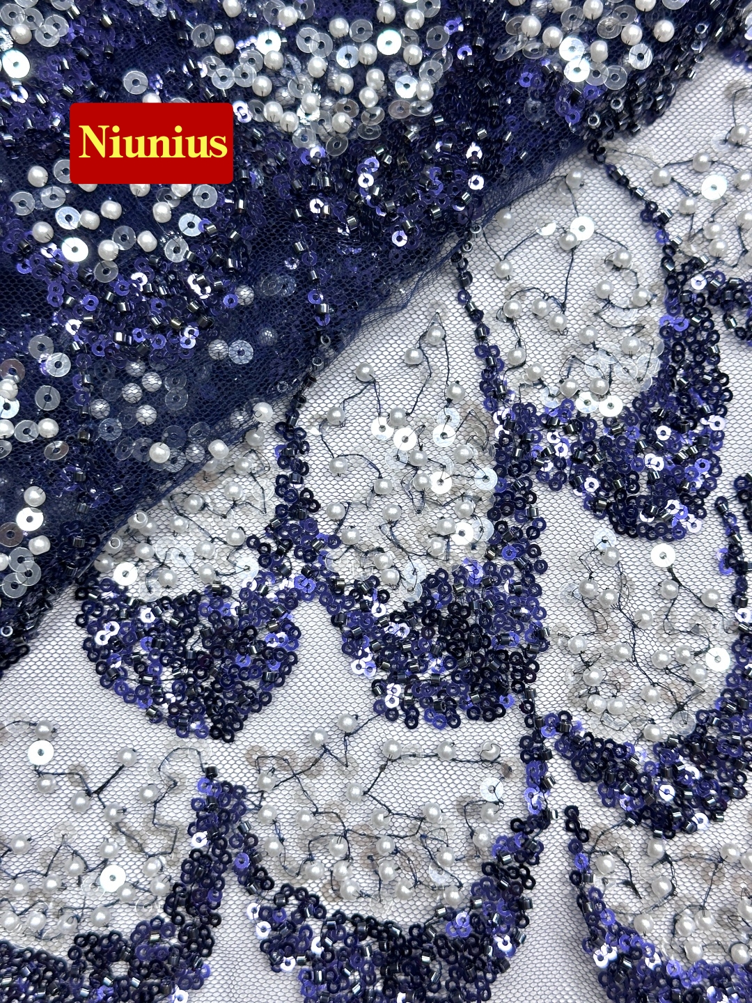Tissu élégant pour robe de soirée de mariage 2026 - Tulle doux, dentelle à sequins et pierres, haute qualité (Dernière collection Autriche) NN5891_Z