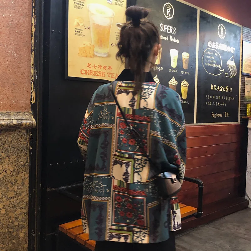 Cardigan en mousseline imprimé rétro style chinois pour l'été, chemise kimono japonaise streetwear, blouse Harajuku Kawaii