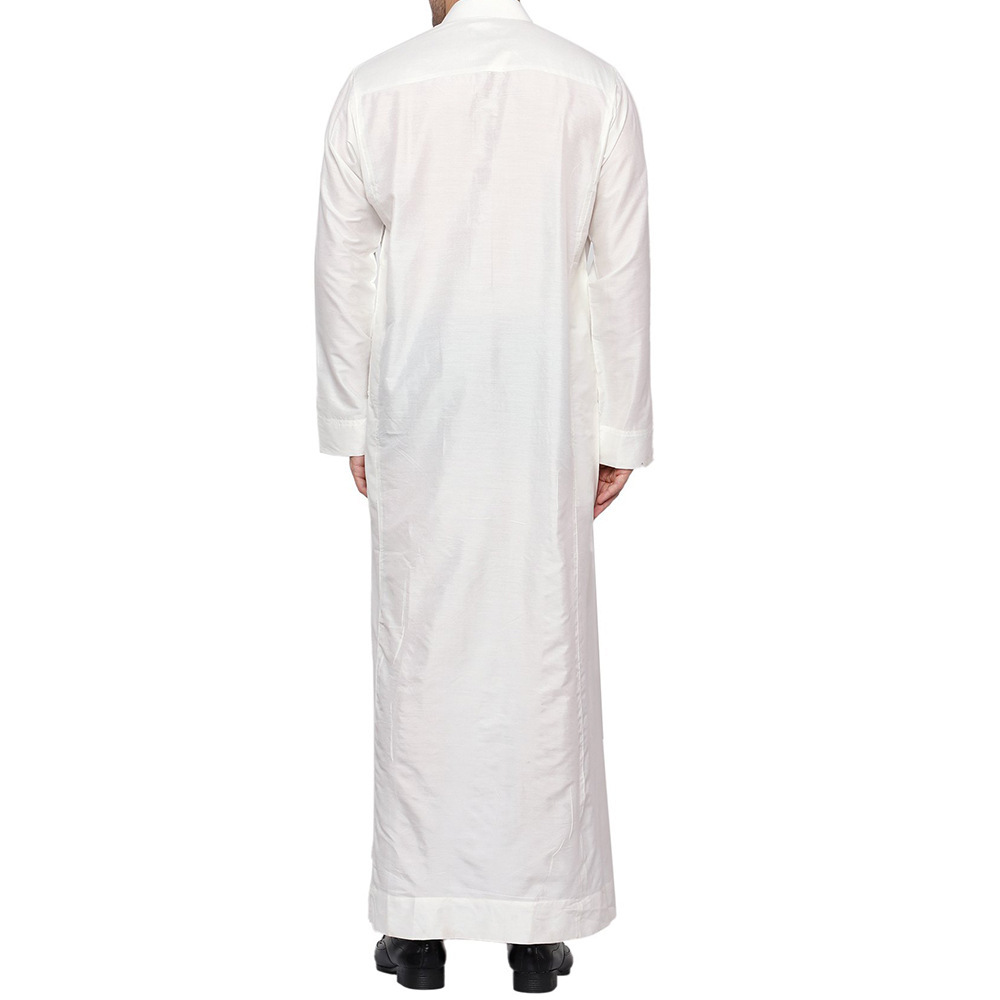 Islamique blanc Jalabiya Khamis arabe Kurta pyjama vêtements pour hommes noir Thobe musulman Polyester hommes Robe de prière dubaï caftan