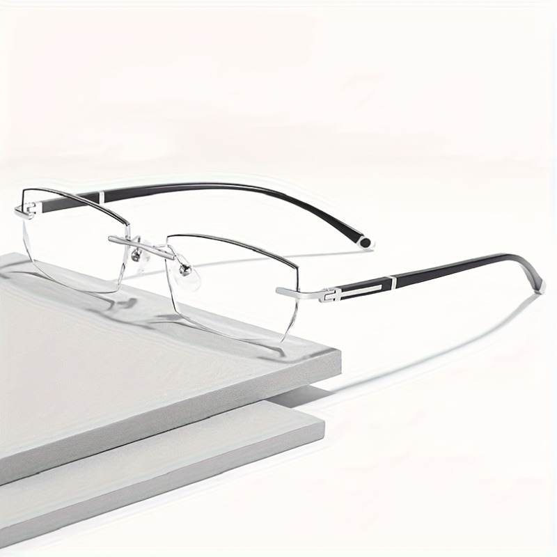 Lunettes plates sans monture à la mode pour hommes avec verres transparents, un excellent cadeau et adaptées à toutes les saisons.