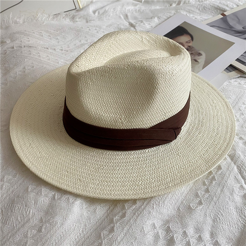 Chapeau Panama pour hommes Simple unisexe cinq points paille été voyage vacances chapeau de soleil chapeau rétro gorras para hombres
