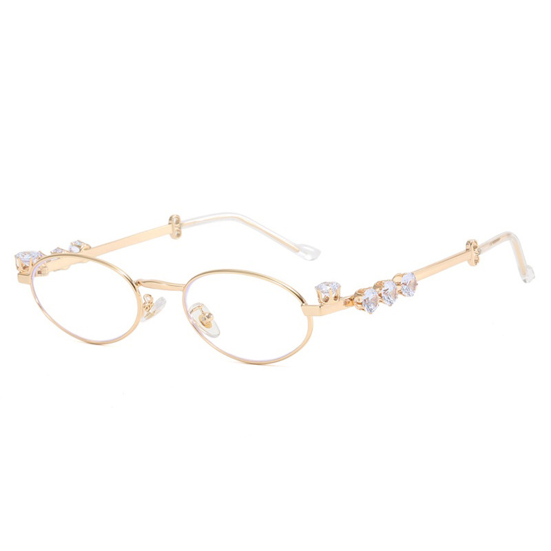 Petites lunettes de soleil ovales sexy pour femmes, monture en métal vintage, lunettes d'ordinateur décoratives, mode rétro, mignon, nouveau