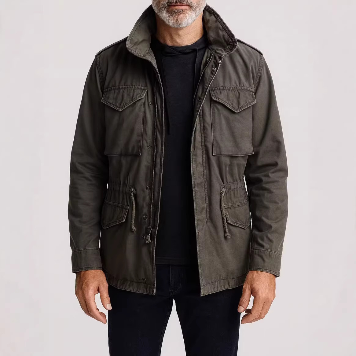 Veste pour homme, veste de travail, veste décontractée vintage, multi-poches, manches longues, cardigan, vêtements pour homme printemps