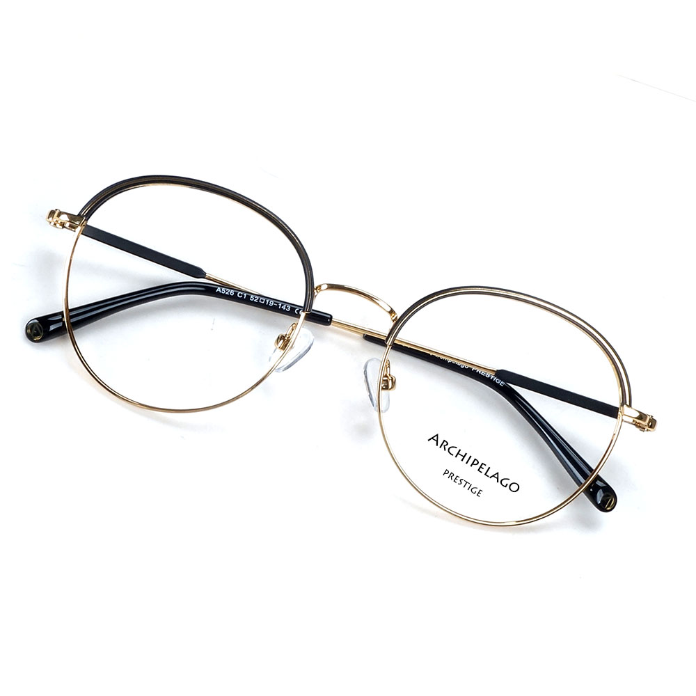 Montures de lunettes rondes de Style design pour femmes, pour la lecture/progressive/miopie, taille moyenne en métal noir doré